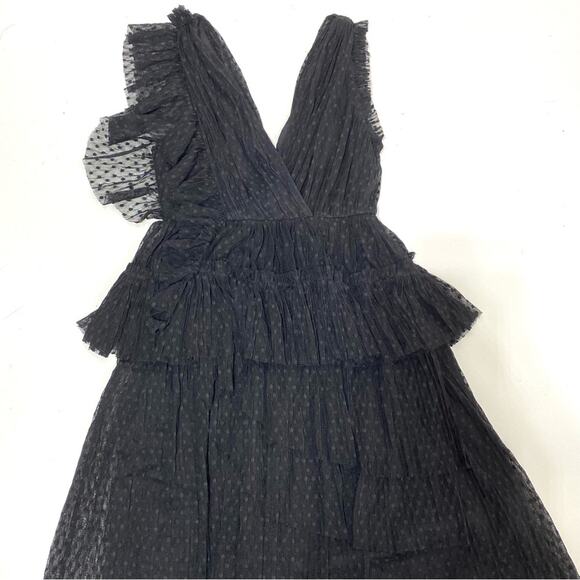 Joie Johnesha Black Swiss Dot Lace V Neck Sleeveless Dress 0 - Picture 3 of 12